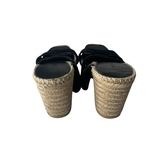 Vince Garlin Suede Espadrille Wedge Sandals Black Size 9 - Picture 5 of 6